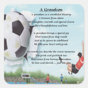 Fußball- Enkel-Gedicht Quadratischer Aufkleber
