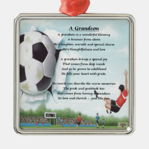 Fußball-   Enkel-Gedicht Silbernes Ornament