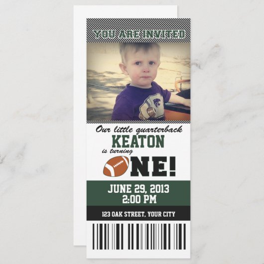 Fußball-erster Geburtstag Einladung (Vorne/Hinten)