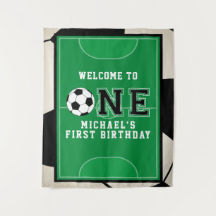 Fußball Erster Geburtstag Hintergrund Wandteppich