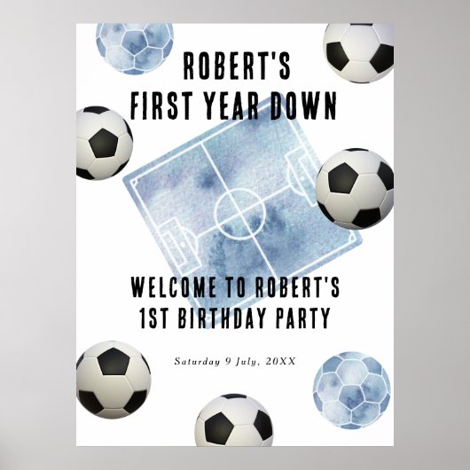 Fußball Erster Geburtstag Party Poster (Vorne)
