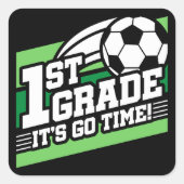 Fußball erster Klasse zurück zur Schule Quadratischer Aufkleber (Vorderseite)