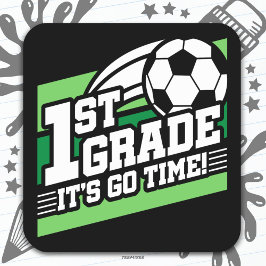 Fußball erster Klasse zurück zur Schule Quadratischer Aufkleber