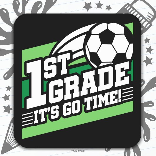 Fußball erster Klasse zurück zur Schule Quadratischer Aufkleber