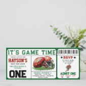 Fußball Erstes Jahr Abfahrt Ticket 1. Geburtstag Einladung (Stehend Vorderseite)