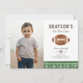 Fußball Erstes Jahr Runter 1. Geburtstag Foto Einladung (Vorderseite)