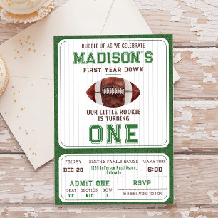 Fußball Erstes Jahr Runter 1. Geburtstag Party Einladung