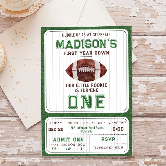 Fußball Erstes Jahr Runter 1. Geburtstag Party Einladung