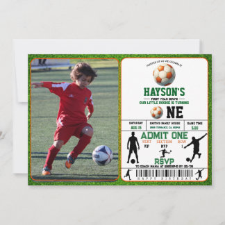 Fußball Erstes Jahr Runter 1. Geburtstag Party Einladung