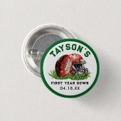 Fußball Erstes Jahr unter dem 1. Geburtstag Button (Vorne & Hinten)