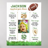 Fußball Erstgeburt Meilenstein Zeichen Poster (Vorne)