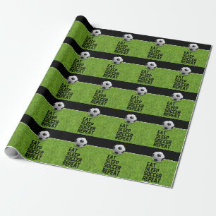 Fußball essen Schlaf Fußball wiederholen lustige Z Geschenkpapier