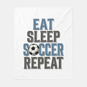 Fußball Essen Schlaf Wiederholen Vintage-Typografi Fleecedecke