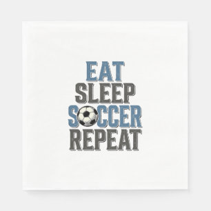 Fußball Essen Schlafen Wiederholen Vintage-Typogra Serviette