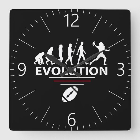Fußball-Evolution Quadratische Wanduhr (Vorderseite)