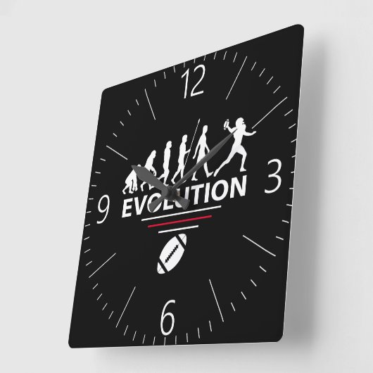 Fußball-Evolution Quadratische Wanduhr (Winkel)