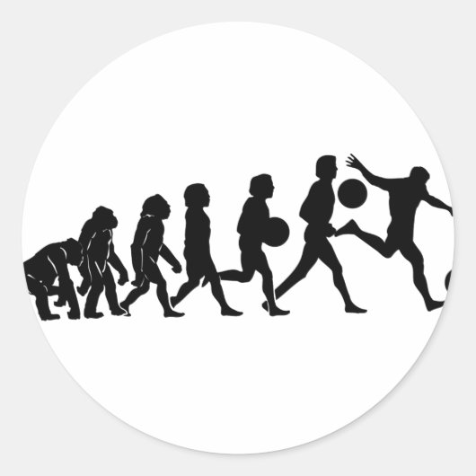 Fußball-Evolution Runder Aufkleber (Vorderseite)