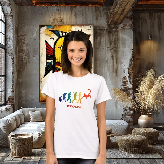 Fußball-Evolutions-Silhouette Fahrrad-Kick-Design T-Shirt
