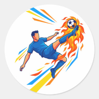 Fußball Fahrrad-Tritt Flammender Ball Sport Notizb Runder Aufkleber