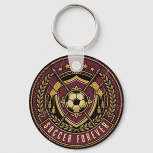 Fußball-Fan für immer; Vintage-Fußball-Wappen Schlüsselanhänger