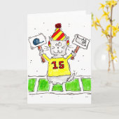 Fußball Fan Kitty Grußkarte Karte (Gelbe Blume)