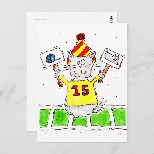 Fußball Fan Kitty Postcard Postkarte (Vorne/Hinten)