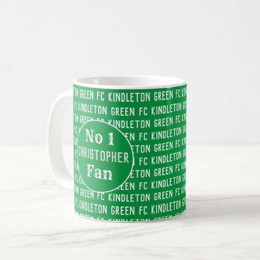 Fußball-Fan oder Fußball-Unterstützer Grün und Wei Kaffeetasse (Vorderseite Links)
