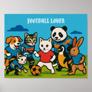 FUSSBALL FAN Tiermotiv Wanddekoration Poster