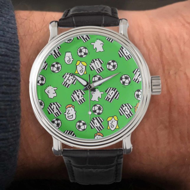 Fußball-Fan-Uhr - Schwarz-Weiß-Shirts Armbanduhr (Von Creator hochgeladen)