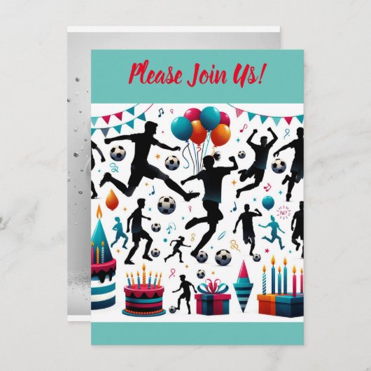 Fußball-Feier: Starten Sie Ihr Party mit Spaß! Einladung (Vorne/Hinten)