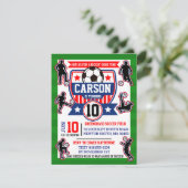 Fußball-Feld Boys Geburtstagsparty Einladung (Stehend Vorderseite)