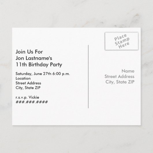 Fußball-Feld Geburtstag Postkarte Lila einladen (Rückseite)