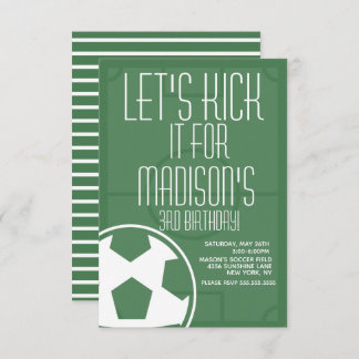 Fußball-Feldkick gestreift jedes Alter Geburtstag Einladung
