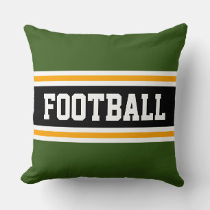 FUSSBALL Fett Forest Green Black Yellow Streifen Kissen