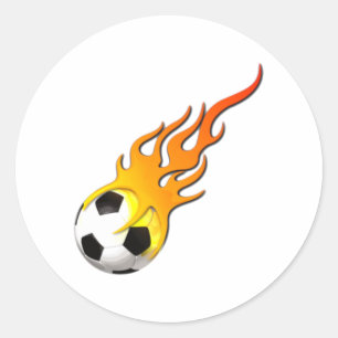Fussball Feuer Flammen soccer ball fire flames Runder Aufkleber