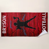 Fußball First Down Touchdown Red Wood Beach Handtu Strandtuch (Vorderseite)