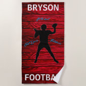 Fußball First Down Touchdown Red Wood Beach Handtu Strandtuch (Vorderseite)