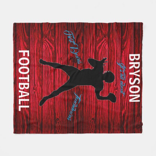 Fußball First Downs Touchdowns Red Wood Fleecedecke (Vorderseite (Horizontal))