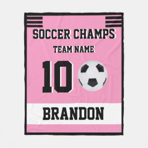 Fußball-Fleece Blanket rosa personalisiert-Player- Fleecedecke