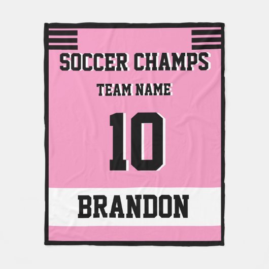 Fußball Fleece Blanket rosa personalisierter Spiel (Vorderseite)