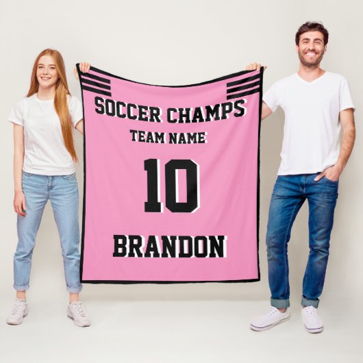 Fußball Fleece Blanket rosa personalisierter Spiel (Beispiel)