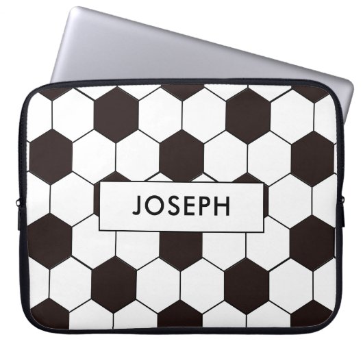 Fußball | Football pattern Anpassbar | Eigenname Laptopschutzhülle (Vorderseite)