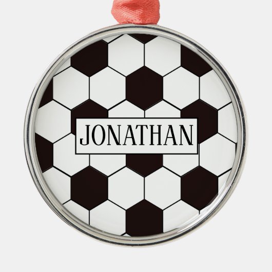 Fußball | Football pattern Anpassbar | Eigenname Ornament Aus Metall (Vorne)