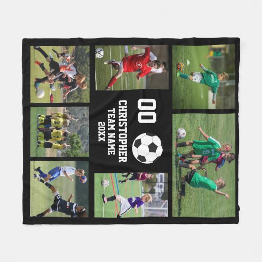 Fußball-Foto-Collage Fleece Decke (Vorderseite (Horizontal))