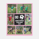 Fußball-Foto-Collage rosa Fleecedecke (Vorderseite)
