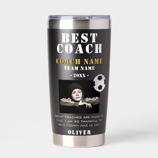 Fußball Foto Danke Bester Trainer  Thermobecher (Vorderseite)