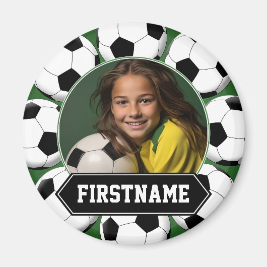 Fußball-Foto für Mannschaft oder Spieler - grün Magnet (Vorne)