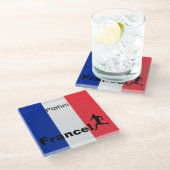 Fußball-Frankreich, anpassbar Glasuntersetzer (Schrägansicht)