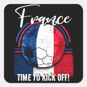 Fußball Frankreich Flagge, Vintage Ball Soccer Quadratischer Aufkleber