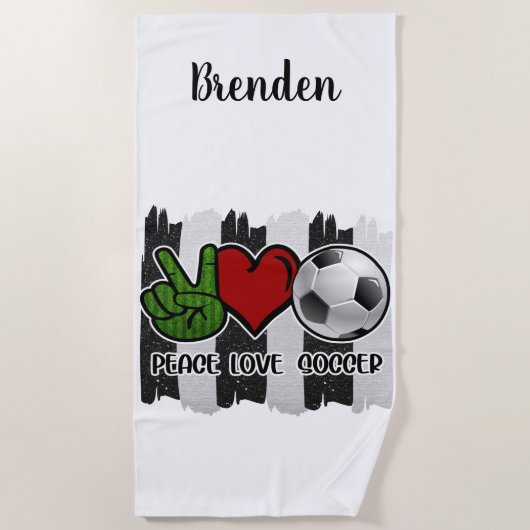 Fußball Frieden und Liebe Strandtuch (Vorderseite)